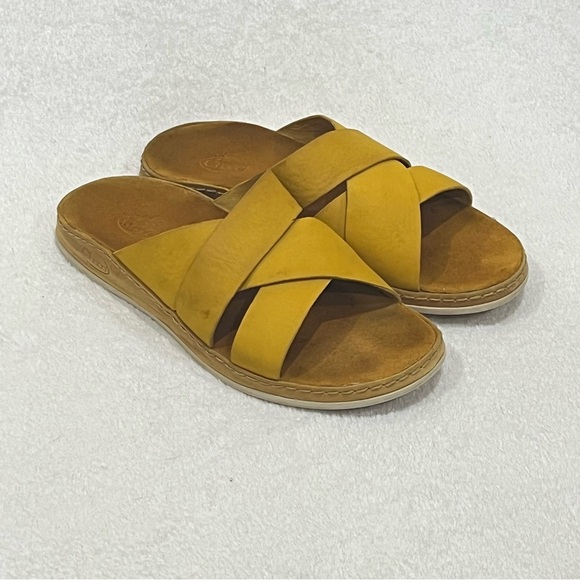 Chaco Ochre Yellow Wayfarer Slide Leather Sandals Size 8 - Picture 6 of 12